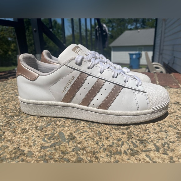 Women’s Rose Gold Adidas Superstar Sneakers - Picture 2 of 10